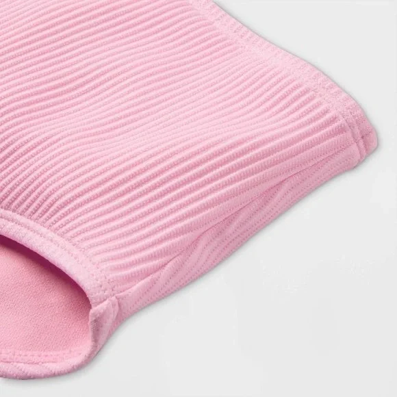 Girls Bandeau Ribbed Top & High Rise Hipster Ribbed Bottom Bikini Swim Set L - Picture 8 of 10